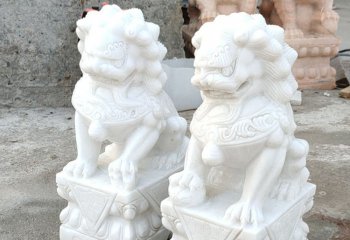 狮子雕塑-汉白玉石雕户外招财狮子雕塑