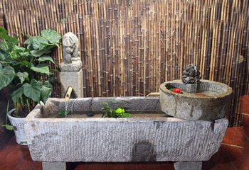 石槽雕塑-老石槽流水组合摆件室内外鱼缸循环水景