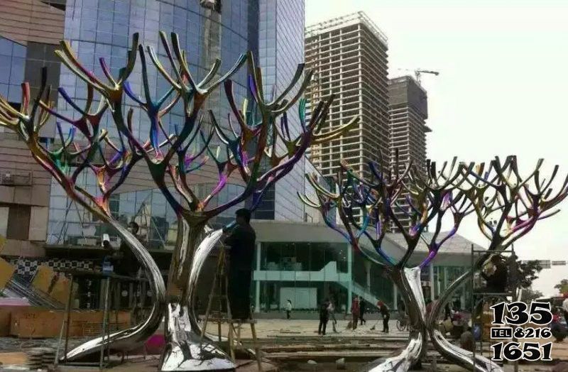 树雕塑-园林城市烤漆不锈钢抽象树高清图片