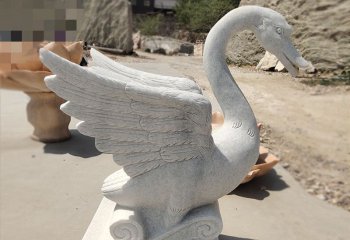 天鹅雕塑-户外别墅景区汉白玉仿真动物天鹅雕塑