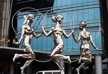 跳舞蹈雕塑-商场户外不锈钢跳舞美女景观雕塑