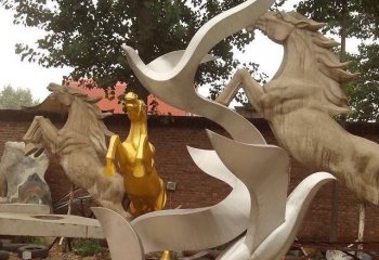拥抱非凡：不锈钢飞翔系列天鹅抽象雕塑