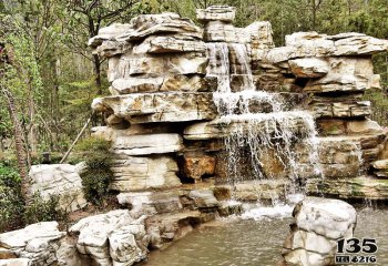 假山雕塑-公园湖水千层石造型假山景观雕塑