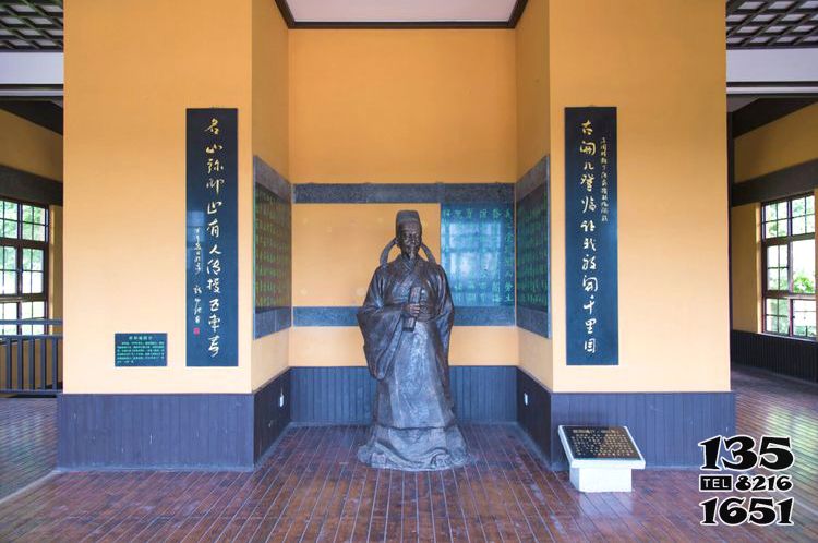 欧阳询雕塑-博物馆摆放历史文化名人著名书法大家欧阳询铸铜雕像