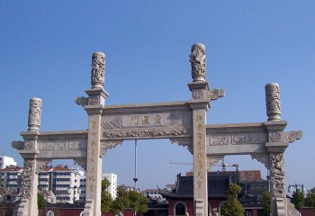 牌坊雕塑-寺庙景观 石柱简易三门牌坊