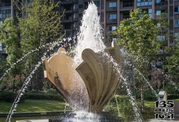 喷泉雕塑-景区不锈钢抽象贝壳喷泉雕塑