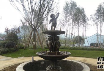 喷泉雕塑-园林景区欧式人物小天使玻璃钢仿铜喷泉雕塑