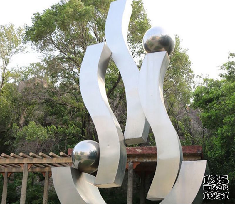 飘带雕塑-公园装饰摆放不锈钢创意飘带雕塑高清图片