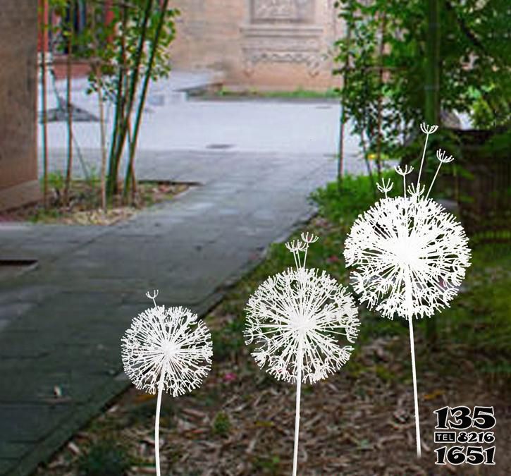 蒲公英雕塑-城市花园镂空不锈钢蒲公英雕塑高清图片