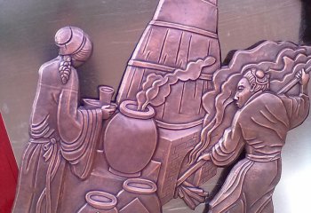 人物雕塑-古人酿酒紫铜浮雕广场装饰壁画人物雕塑