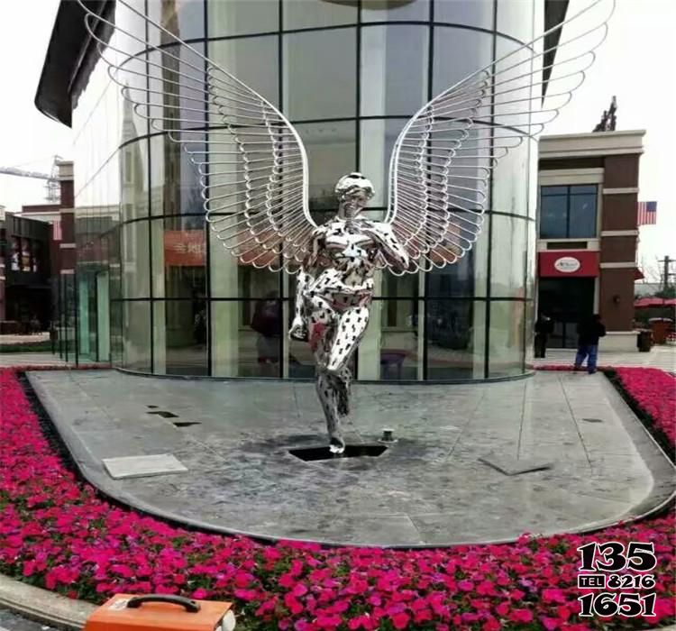 天使雕塑-城市广场摆放镂空不锈钢天使雕塑