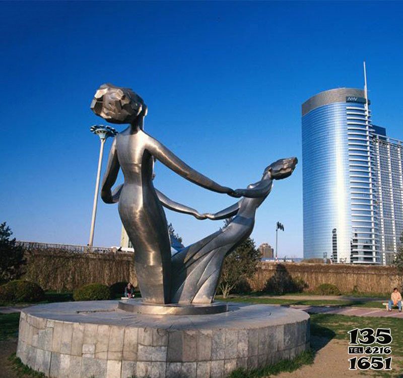 跳舞蹈雕塑-不锈钢公园抽象跳舞人物雕塑高清图片