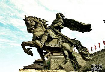 项羽石雕像-景区公园广场摆放骑马征战项羽青石雕塑