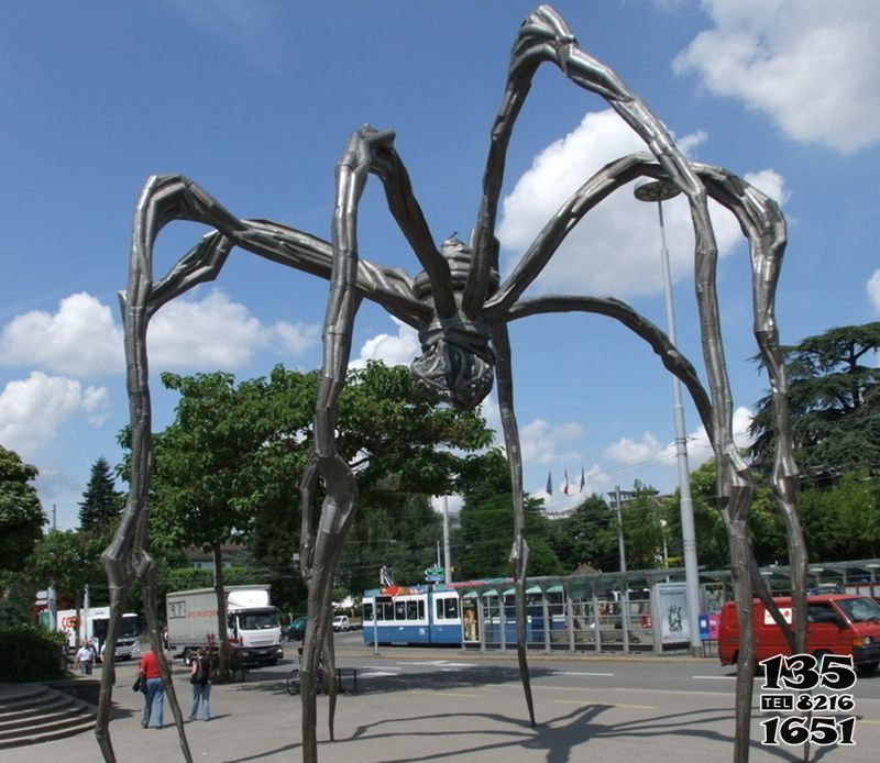 蜘蛛雕塑-大型广场摆放的不锈钢创意蜘蛛雕塑高清图片