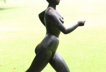 竞走雕塑-玻璃钢铸铜美女子竞走体育运动主题广场公园雕塑