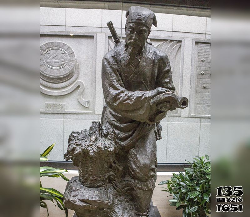 李时珍雕塑-庭院园林摆放铸铜浮雕医学家李时珍青铜雕高清图片