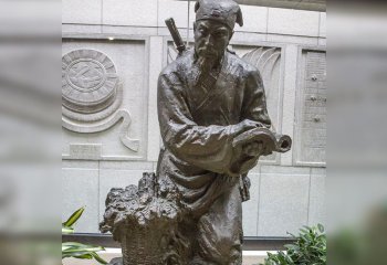 李时珍雕塑-庭院园林摆放铸铜浮雕医学家李时珍青铜雕