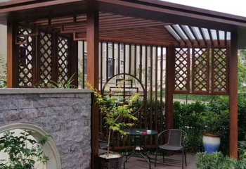 凉亭雕塑-铝合金镂空庭院户外新中式休息凉亭