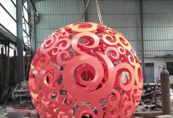 镂空球球雕塑-景区创意个性不锈钢粉色镂空球雕塑