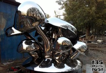 蘑菇雕塑-不锈钢公园镜面蘑菇雕塑