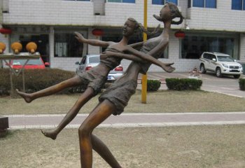 母女雕塑-广场公园铜雕玩耍中的母女雕塑