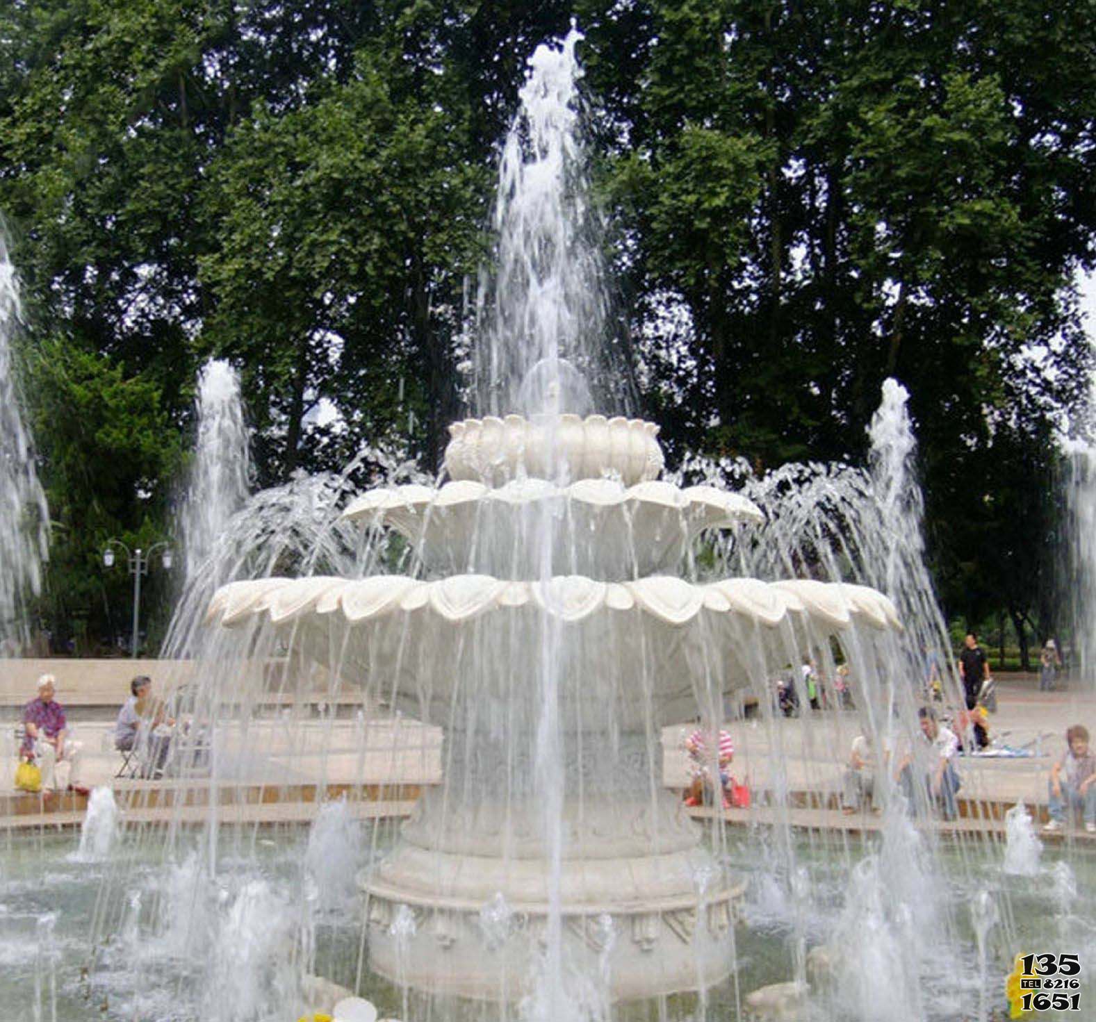 喷泉雕塑-公园广场大理石多层喷泉石雕高清图片