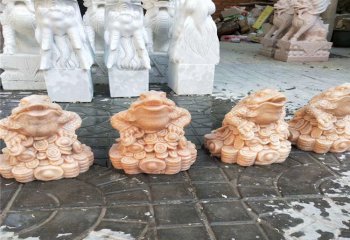 青蛙雕塑-花园四只石雕抽象青蛙雕塑