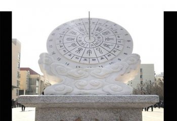 日晷雕塑-只争朝夕校园古代计时器大理石石雕日晷雕塑