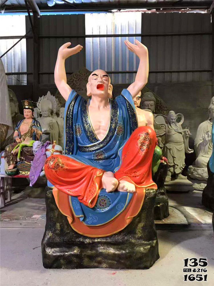 十八罗汉雕塑-玻璃钢彩绘寺庙佛像手举起的十八罗汉雕塑