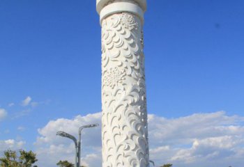石柱雕塑-汉白玉花纹富贵雕刻广场石柱