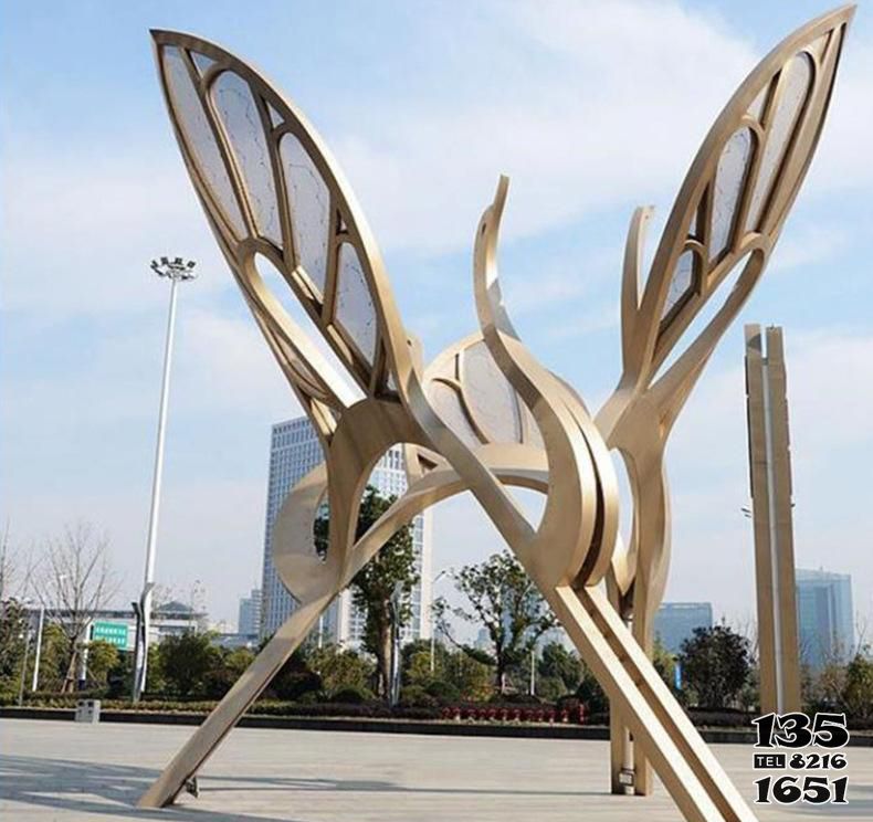 鹤雕塑-广场大型抽象不锈钢创意鹤雕塑