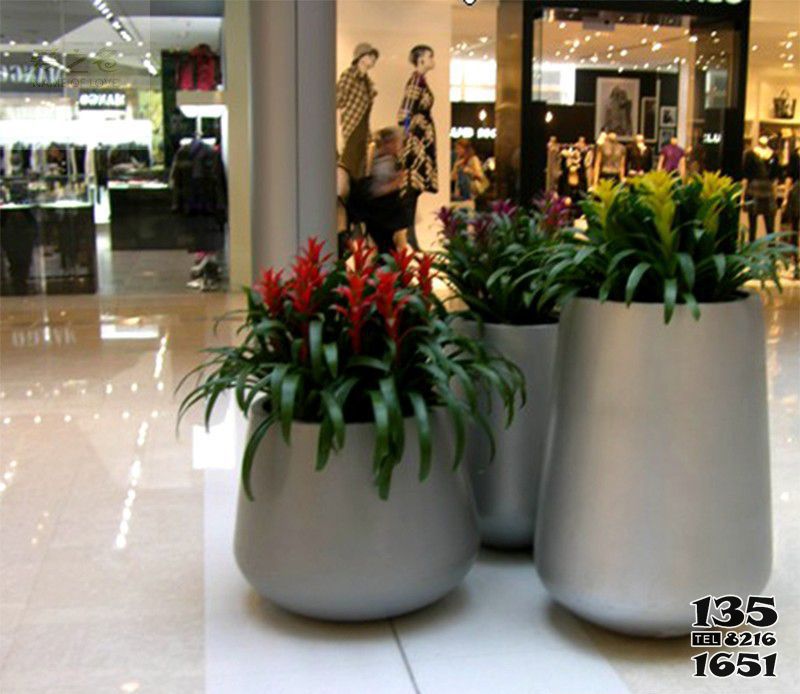 花盆雕塑-商场不锈钢创意花盆雕塑高清图片