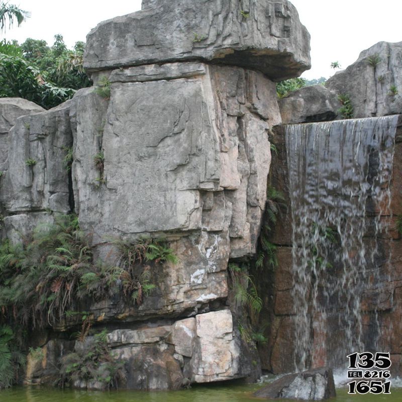 假山雕塑-景区塑石假山流水瀑布水池景观雕塑高清图片