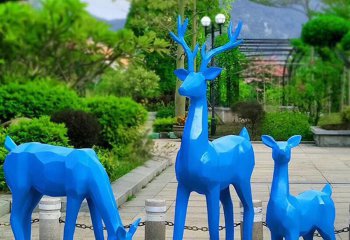 鹿雕塑-公园街道玻璃钢蓝色鹿雕塑