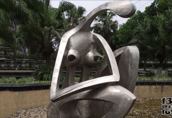 美女雕塑-公园不锈钢抽象人物美女雕塑