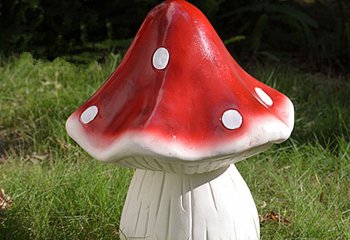 蘑菇雕塑-玻璃钢草坪单朵深红色蘑菇雕塑
