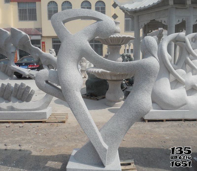 情侣雕塑-公园抽象小品情侣雕塑雕塑高清图片