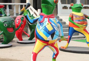 青蛙雕塑-商场玻璃钢唱歌的青蛙雕塑
