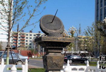 日晷雕塑-公园仿古做旧不锈钢仿铜日晷雕塑