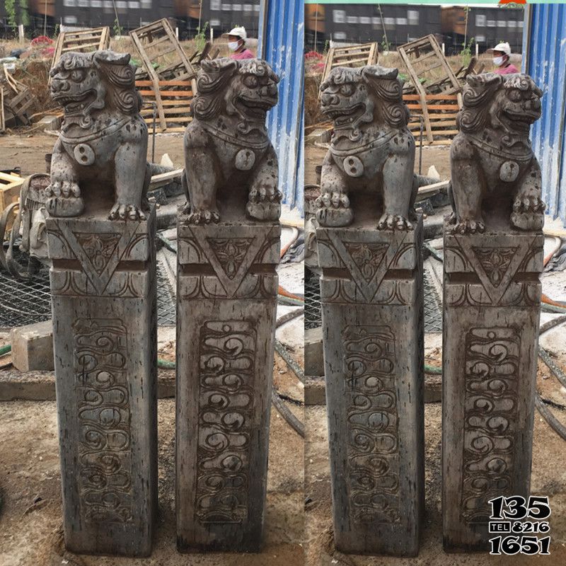 拴马柱雕塑-狮子浮雕城市广场摆放拴马柱雕塑
