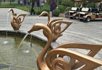 天鹅雕塑-公园广场别墅不锈钢喷金镀金喷水吐水天鹅雕塑