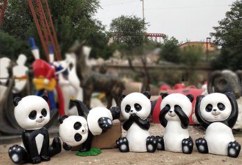 熊猫雕塑-游乐场卡通仿真搞怪玻璃钢熊猫雕塑