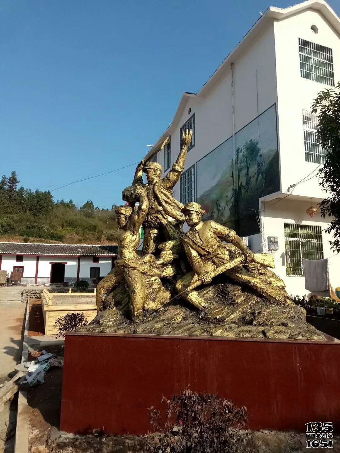 战士雕塑-校园创意不锈钢仿真人物景观战士雕塑高清图片