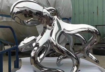 章鱼雕塑-户外摆放的弯腰的玻璃钢喷漆章鱼雕塑