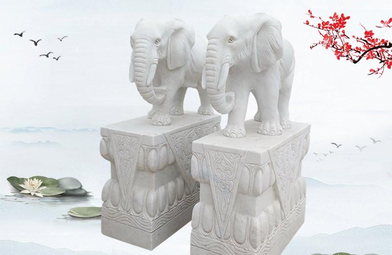 大理石大象雕塑-大理石镇宅大象雕塑门口石雕动物高清图片