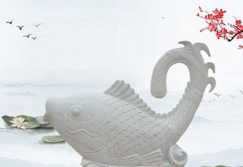 大理石喷水鲤鱼-石雕喷水鱼公园大理石动物雕塑