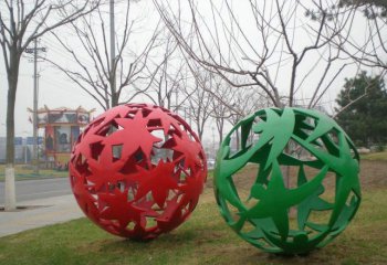 彩色不锈钢镂空球-彩色不锈钢镂空球园林景观雕塑