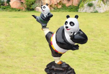 玻璃钢卡通功夫熊猫-玻璃钢功夫熊猫卡通动物雕塑