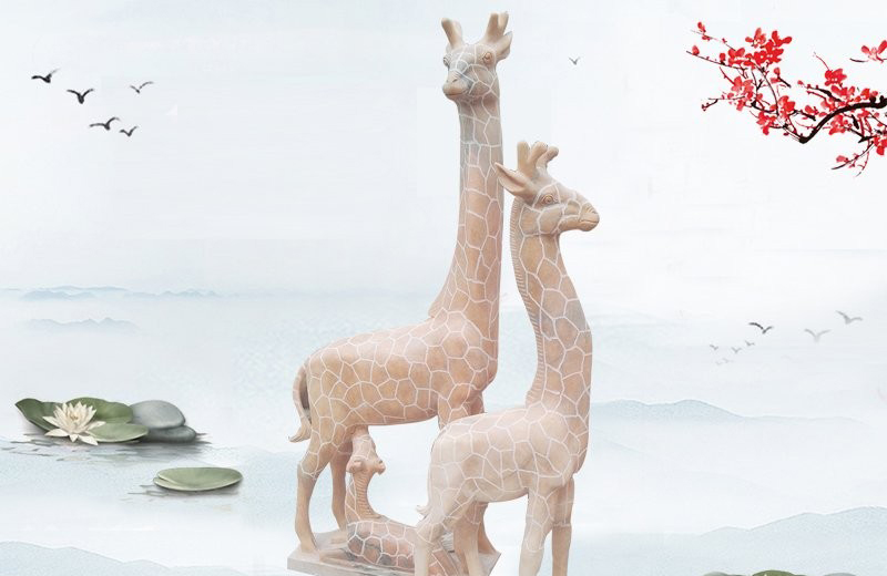 晚霞红长颈鹿雕塑-晚霞红长颈鹿雕塑公园动物石雕