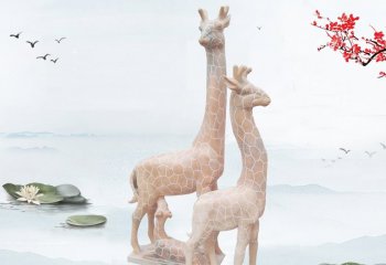晚霞红长颈鹿雕塑-晚霞红长颈鹿雕塑公园动物石雕